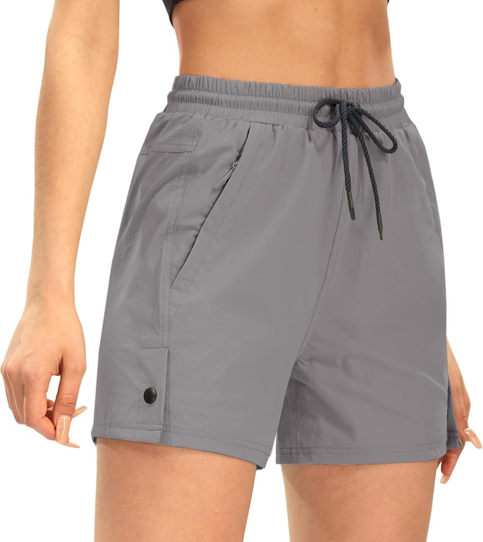 AFITNE Women's Hiking Shorts, Quick Dry Lightweight Summer Shorts for Golf Travel, 4"/ 7" Curvy-Fit with Zipper Pockets