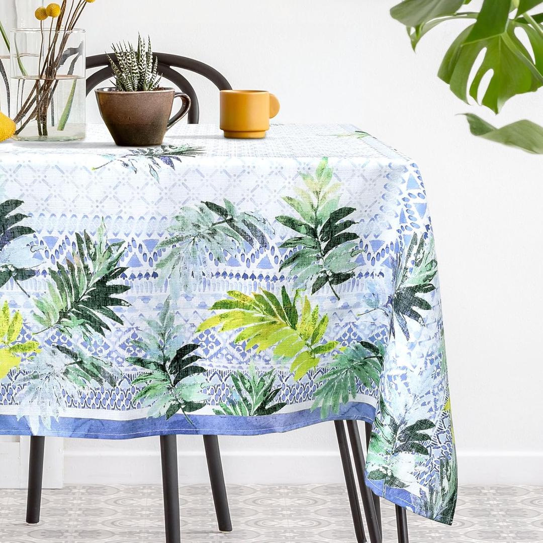 Rectangle Tablecloth 52x70 Inch Washable Table Cover Tropical Plant Leaves, Floral Table Cloth for Kitchen Dining Indoor Outdoor Tabletop Decoration (Palm Leaves, 52x70 inch)