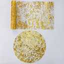 Table Runner & Placemats Set Gold Thanksgiving- Metallic Centerpieces & Party Decorations, Disposable Table Decor, Sequin Glitter Mesh, Dining, Wedding
