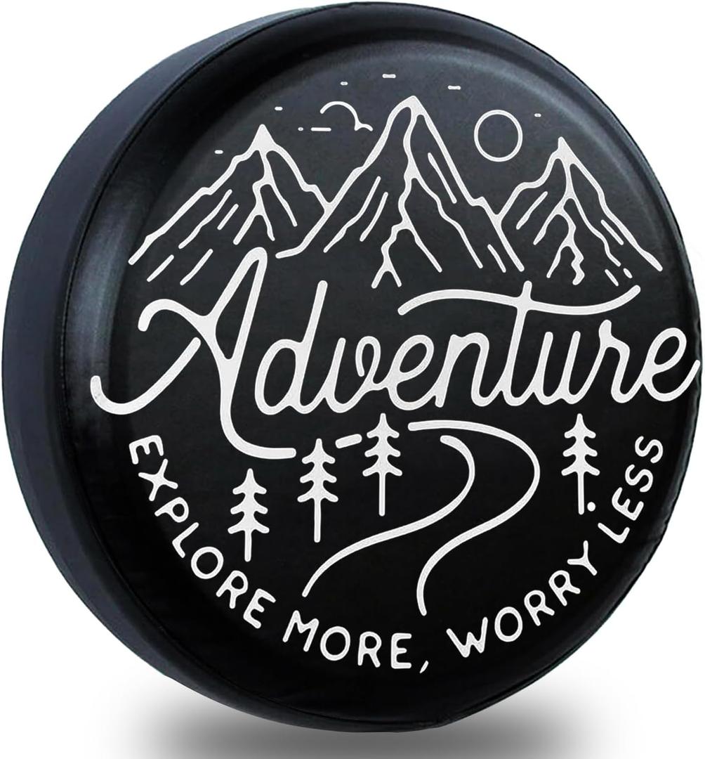 Spare Tire Cover for Rv Trailer-Camper Tire Cover Wheel Protectors Weatherproof Universal for Trailer Rv SUV Truck Camper Travel Trailers (14inch) (Black)