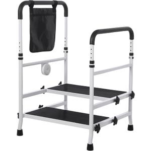 Step Stool with Dual Handle and Non-Skid Platform Duty 450 Lbs Capacity Height Adjustable Heavy Duty Steps Foot Stool for Adult, Seniors, Foot Stool for Bedside, Kitchen Step Stool with Dual Handle and Non-Skid Platform Duty 450 Lbs Capacity Height Adjustable Heavy Duty Steps Foot Stool for Adult, Seniors, Foot Stool for Bedside, Kitchen