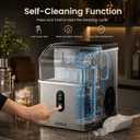 Kismile Nugget Ice Maker Countertop, 35Lbs/24H Pebble Ice Maker with Chewable Pellet ice, First Ice in 7 Mins, Self-Cleaning Ice Machine with Removable Basket for Home & Kitchen(Sliver)