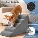 DUMOS Dog Stairs for Small Dogs and Cats, 5-Step Curved Pet Dog Steps, Gray
