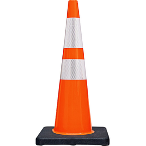 Cortina DW Series Slim Line 28" Orange Traffic Cone with 7 lb. Base and Double Reflective Collars 03-500-51