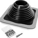 #6 Epdm Metal Roof Vent Boot, Flexible Roofing Boots Fits Pipe Od 4 3/4'' to 10'', Metal Roof Jacks Flashing for Houses Includ Roofing Screws & Hex, Black/ 1 Pcs