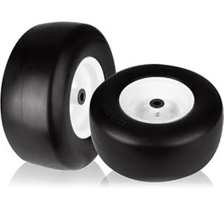 2Pcs 13x6.50-6" Flat Free Tire and Wheel, 13x6.50-6 Zero Turn Mower Tires, Smooth Tread Lawn Mower Tire with Rim for Commercial Grade Lawn Mowers Deck 66"& Below | 4-7.1" Centered Hub | Bore ID 5/ 8"