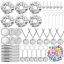 86 Pcs Adult Disco Ball Party Favors Kit Keychains, Necklace, Sequin Scrunchies, Ball Straws, Glitter Mirrors, Slap Bracelets and 50 Disco Stickers for Retro 70s 80s 90s Party Bachelorette