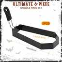 Patelai 2 Pack Halloween Coffin Shaped Egg Ring Pancake Molds Set Stainless Steel Griddle Egg Rings Coffin Fried Pancake Shapers with Handle DIY Cooking Tool for Breakfast Omelette (6 Inch)