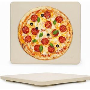 Onlyfire 14"x16" Rectangular Pizza Stone for Oven, BBQ & Grill Heavy Duty Cordierite Baking Stone with Exclusive Bottom Heat Spiral for Crispy Crust, Thermal Shock Resistant Large Bread Bake Stone