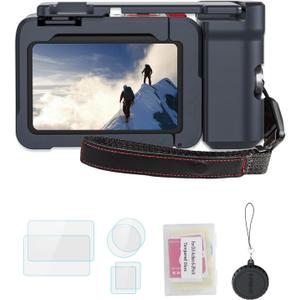 YETAKKR Camera Protection Kit for DJI OSMO Action 6 Aluminum Grip Set - 11-Piece Bundle: Street Photography Handle + Protective Cage + 9H Screen Protector + Wrist Strap Bundle Accessories (Gunmetal Gray)