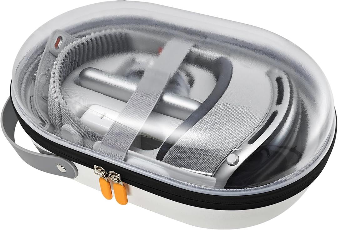 AWINNER Hard Carrying Case Compatible for Apple Vision Pro, Accessories VR Headset with Elite Strap, Ultra-Sleek Design for Travel (Transparent)