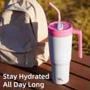 Konokyo Insulated Tumbler with Handle and Straw,40 OZ Vacuum Stainless Steel Water Bottle Travel Mug Metal Cup with Fruit Diffuser,Light Blue