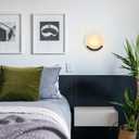 1-Light Black Modern Wall Sconces for Bedroom, Round Sconce Wall Light Fixture for Bathroom, Alabaster Sconce Lighting for Living Room, 1 Pack