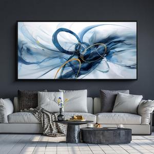 XLSJERST Large Wall Art - Blue and White Picture for Living Room Modern Abstract Canvas Wall Decor Artwork for Office Bedroom Home Decoration, 30x60 inches