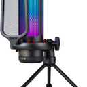 TONOR USB Gaming Microphone for PC, Cardioid Condenser Mic with Adjustable RGB Modes & Brightness, Quick Mute, Gain Control, for Streaming, Podcasting, Recording, PS4/5 Desktop Mic TC310 (Black)