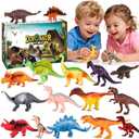 Kimicare Kids Dinosaur Figures Toys, 18 Pcs Plastic Dinosaur Toys for Kids 3-5, STEM Educational Realistic Dinosaurs Figurine Playset for Toddlers, Dino Toy Birthday Gifts Boys Girls
