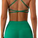 ABOCIW Workout Sets for Women 2 Piece Twist Front Halter Sports Bras High Waist Biker Shorts Exercise Gym Yoga Outfit (Medium)