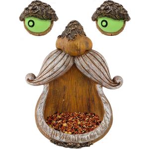 Juegoal Tree Face Decor Bird Feeder Outdoor, Eyes Glow in Dark Fun Old Man Tree Hugger Sculpture Yard Art Garden Lawn Ornament Decoration