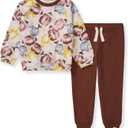 Burt's Bees Baby Boys Shirt and Pant Set, Long Sleeve Top & Bottom Outfit Bundle, 100% Organic Cotton (Newborn)