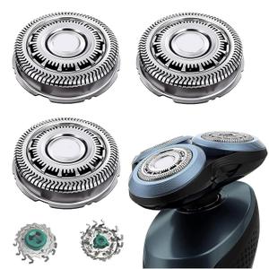 SH60 Replacement Head Blades Series 6000 Compatible with Philips 6000 Series Electric Shaver Razors Replacement Blades for Series 6000 Shaver Cleaning Brush for S6880/81 S6810/82 S6850/85 (1 Count (Pack of 3))