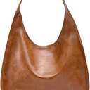 NEWBELLA Hobo Purse, PU Leather Shoulder Bag, Tote Handbag for Work and Travel (Brown)