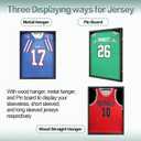 Jersey Frame Display Case for Wall ,Large Lockable T-Shirt Shadow Box with Clear UV Protection Acrylic & Hangers for Football Basketball Baseball Soccer Hockey, Matte Black 1 Pack