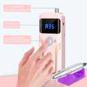 MOCOWIND Portable Nail Drill Professional 35000 RPM, Rechargeable Electric Nail File Machine Cordless E-File for Acrylic Gel Polishing Removing with Bits Kit for Manicure Salon Home, Pink