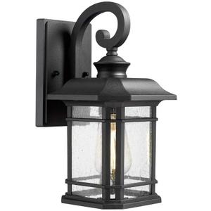 Emliviar Outdoor Wall Lantern Lights, 1-Light Exterior Wall Sconce Lamp, Black Finish with Clear Seeded Glass, 2084B BK