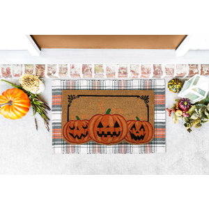 Halloween Pumpkin 2-piece Doormat & Layering Rug Set
