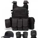 Tactical Vest for Men, Airsoft Vest, Black Molle Vest and Cap Protective Equipment, Tactical Airsoft Gear