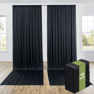 50ftx14ft Black Backdrop Curtains for Wedding-Wrinkle Free Backdrops Curtain Drapes Fabric Decorations Photo Back Drop Cloth for Baby Shower Photography Stage Reception 10Panels 14ft(H) x 5ft(W)
