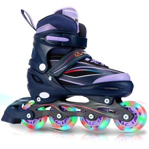 Adjustable Kids Inline Skates for Boys Girls with Full Light Up Wheels - Roller Skates for Kids Ages 6-12, Toddler Ages 3-5, Youth Women Beginners Outdoor Indoor (Small-Little Kids)