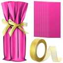 Yeaqee 50 Pcs Christmas Wine Bottle Gift Bags with Gold Bow Ribbons Metallic Wine Bags Gift Wrap for Holiday Party Favor, 18 x 6 Inch(Gold)