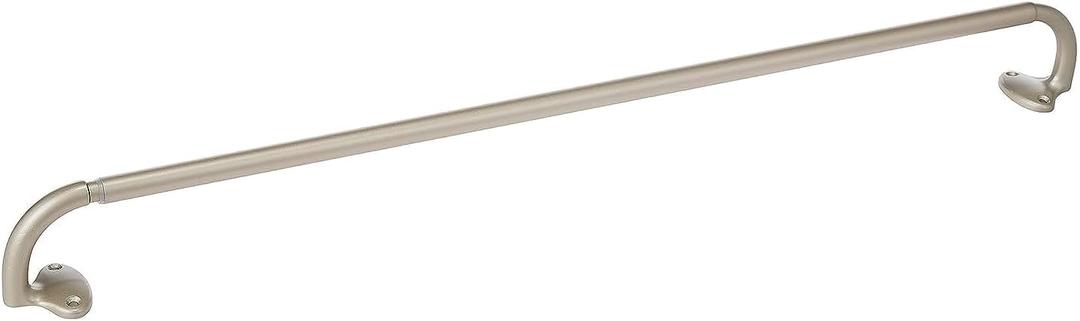 Amazon Basics Room Darkening Blackout Curtain Rod for Bedroom and Living Room, Heavy Duty, Wrap Around, 28" to 48", Nickel