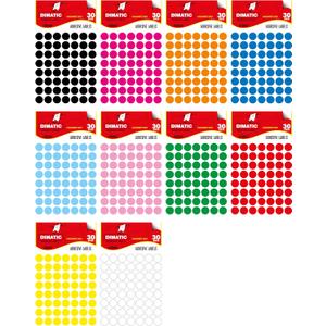 Dimatic Round Color Coding Labels Inch | 6,720 Circle Stickers | 10 Colors | Peel and Stick Dots | Office, School, Crafts & Inventory Organization