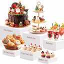 OVNTHYK 6 PCS Buffet Risers – Large White Acrylic Food Display Risers for Buffet Table, Catering & Dessert, Nesting Cube Boxes for Party, Christmas Buffet & Holiday Table Decor