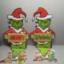 Christmas Yard Signs Outdoor Decoration, Merry Grinchmas, 2 Grinches (22 Inches)