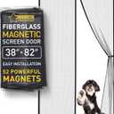 Flux Phenom Upgraded Magnetic Screen Door - Bugs Out, Breeze in - 9min Install Auto-Sealing Heavy Duty Double Stitched Mesh, 52 Magnets, Hands Free Patio Doors Net, Pet & Kid Friendly, 38 x 82 Inch