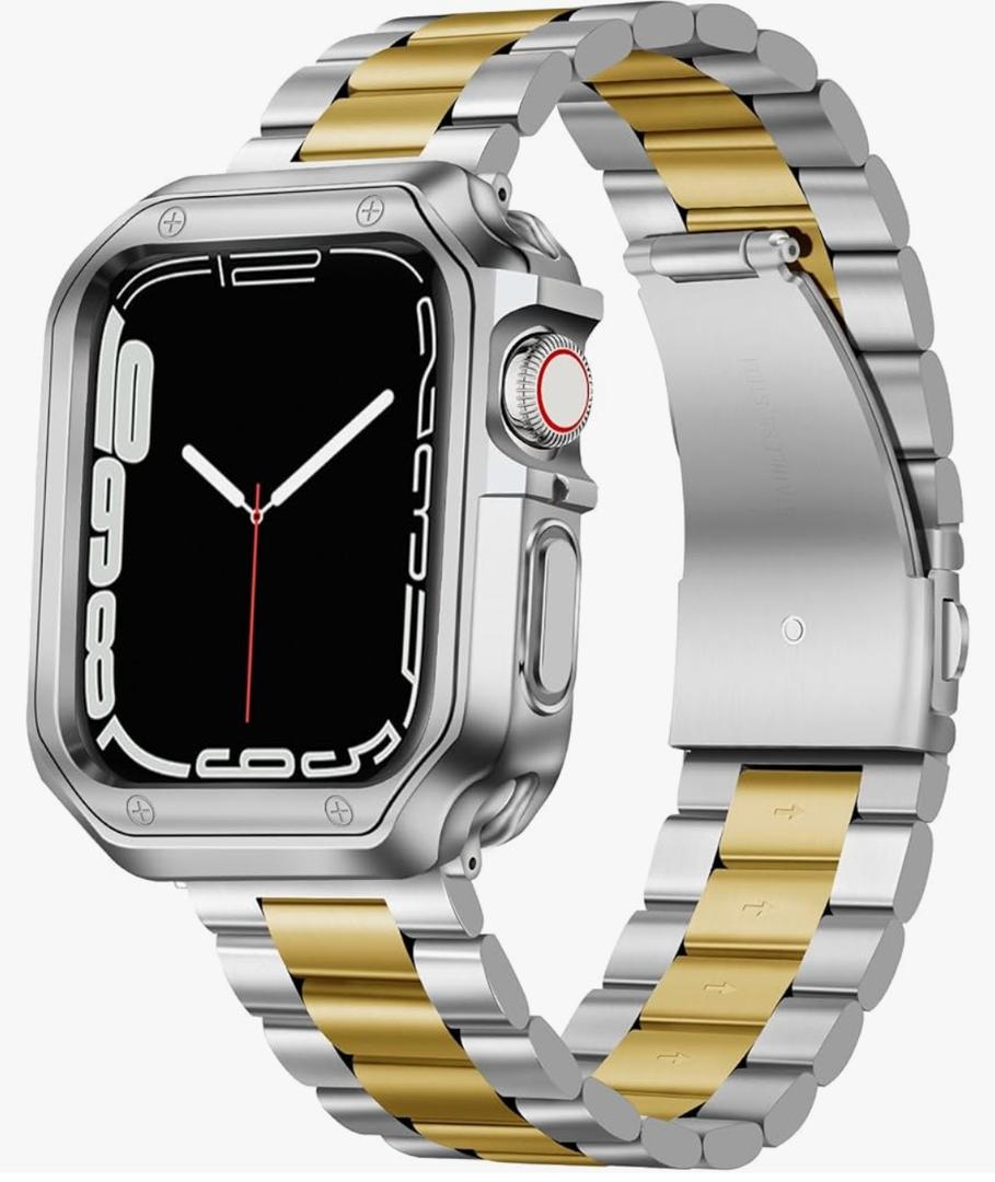 BINLUN Compatible with Apple Watch Band 49mm 46mm 45mm 44mm 42mm 41mm 40mm 38mm Stainless Steel Metal Watch Strap with TPU Watch Case Compatible with iWatch Series Ultra/11/10/9/8/7/SE2/SE/6/5/4/3/2/1