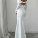 SOLY HUX Women's Long Sleeve Off The Shoulder Bodycon Dress Elegant Maxi Dress Cocktail Prom Dresses, L