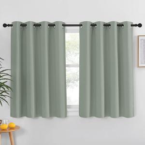 NICETOWN Blackout Kitchen Curtain 54 inches Long - Grommet Thermal Insulated Solid Window Treatment Light Blocking for Kids Room/Bedroom (Sage Green, W52 x L54, 1 Panel)
