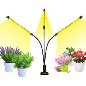 bseah Grow Light Plant Lights for Indoor Plants, Full Spectrum Led Growing Lamp with 3/9/12H Timer, Auto ON & Off, 10 Dimmable Lightness Clip-On Desk,3 Tubes