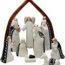 Comfy Hour 9-Piece Antique Vintage Nativity Figurine Collection, Rustic Baby Jesus Holy Family Statue, Religious Angel Home Decor Display for Christmas Mantel