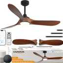 72 inch Outdoor Ceiling Fans with Lights,Smart Wood Large Ceiling Fan for Alexa,Google & APP Control,Indoor/Outdoor,3 Blades,3CCT Dimmable,Red Walnut,Downrod Mount for Patio Porch