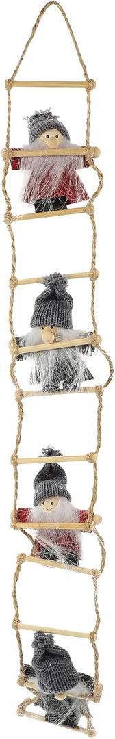 Amosfun Santa Claus Climbing on Rope Ladder Christmas Tree Ornaments Hanging Pendant Plush Swedish Gnome Figurine Ornaments for Christmas Tree Door Wall Decoration
