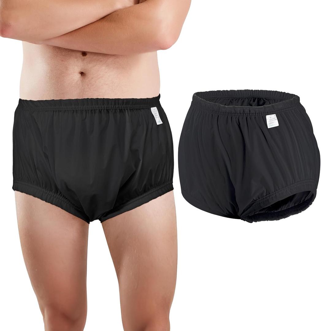Adult Diaper Cover for Incontinence Noiseless Leakproof Underwear for Incontinence Reusable Adult Incontinence Underpants for Men and Women Comfortable All-Day Protection (2XL, Black)