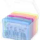 Photo Storage Box 4" x 6", Extra Large Transparent Plastic Photo Organizer Craft Keeper with 6 Colorful Inner Case for Cards, Pictures, Stamps, Stickers, Seeds, Office Supplies