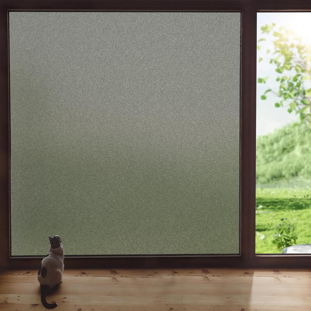 Amiya Frosted Window Privacy Film,Blackout Glass Window Film, Static Cling Removable Heat Blocking for Bathroom Shower Door23.6x78.7 Inch,Grey