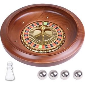 Extguds 16 Inch Wooden Roulette Wheel, Handcrafted Casino Style Solid Wood Roulette with 4 Metal Roulette Balls for Adults, Premium Gift for Game Night Party