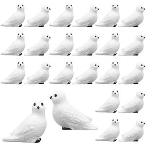 Pinkunn 24 Pcs Mini White Artificial Doves Christmas Ornaments Birds Christmas Tree Ornament Memorial Resin Doves Decor for Xmas Garden Wedding Party DIY Decoration
